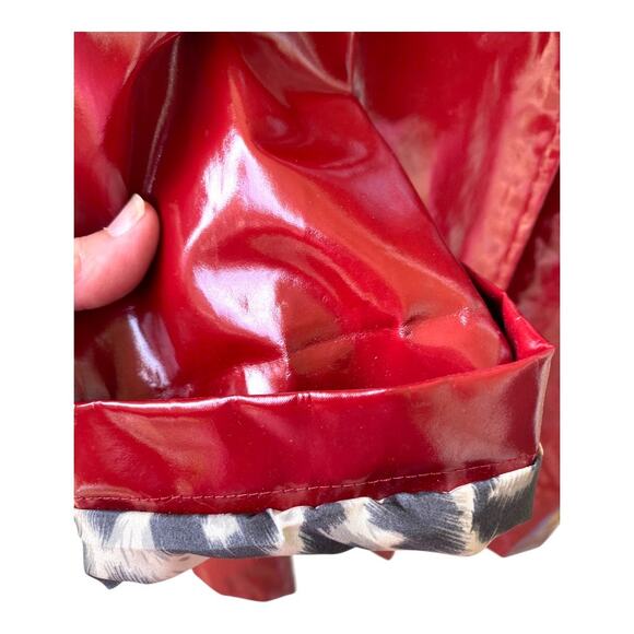 Jane Post Iconic Mid Length Slicker Red Leopard Print XL Size 16 Rain Coat - Picture 4 of 14
